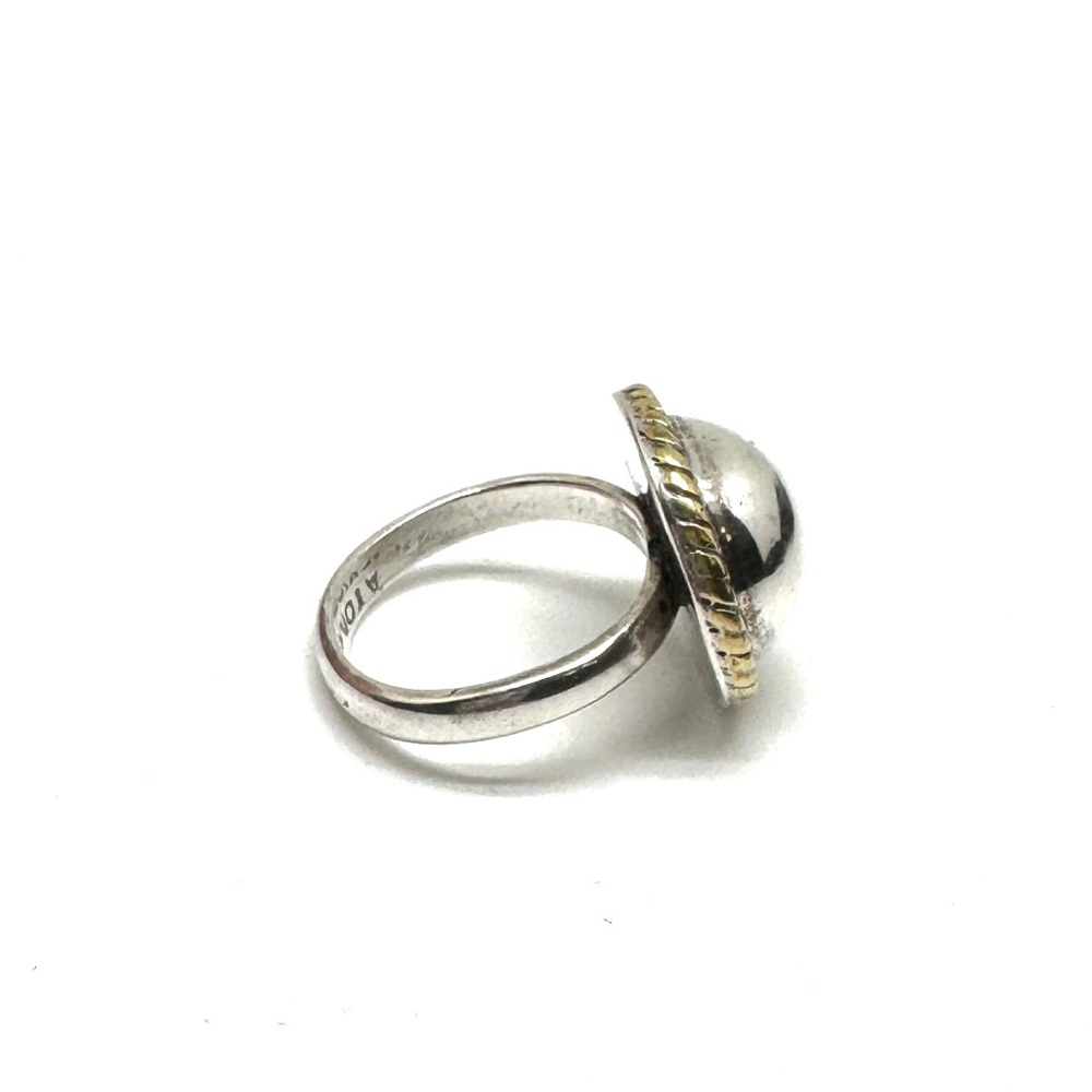 Vintage Taxco LATON Sterling Silver Two-Tone Dome Ring with Rope Edge Size 6 1/2 - Picture 7 of 16